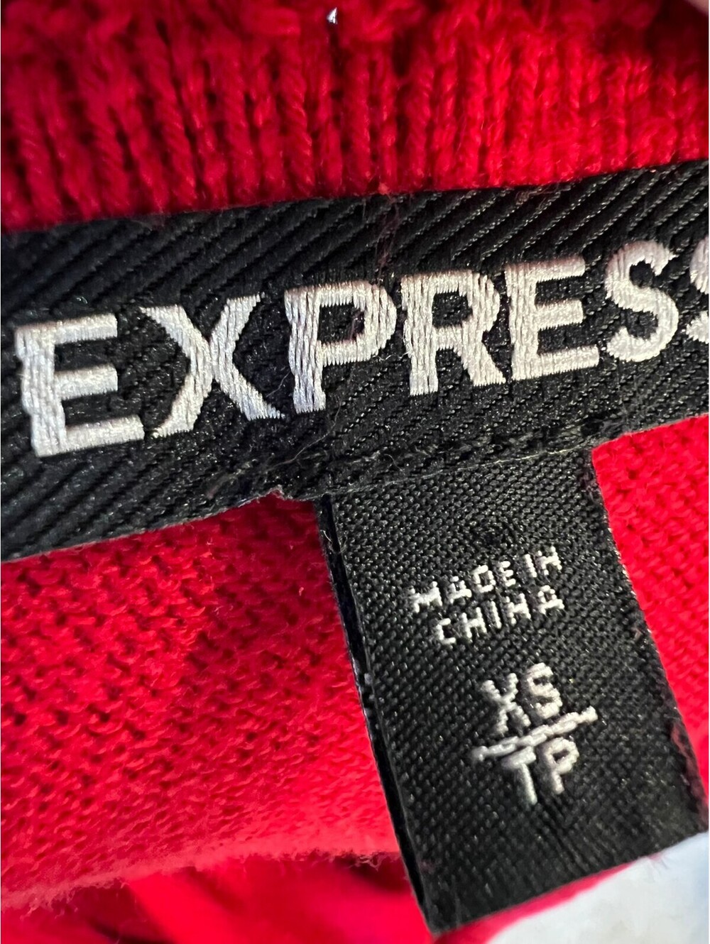 Express Red Wide Neck Sweater with Ribbed Detail size XS - Picture 7 of 7